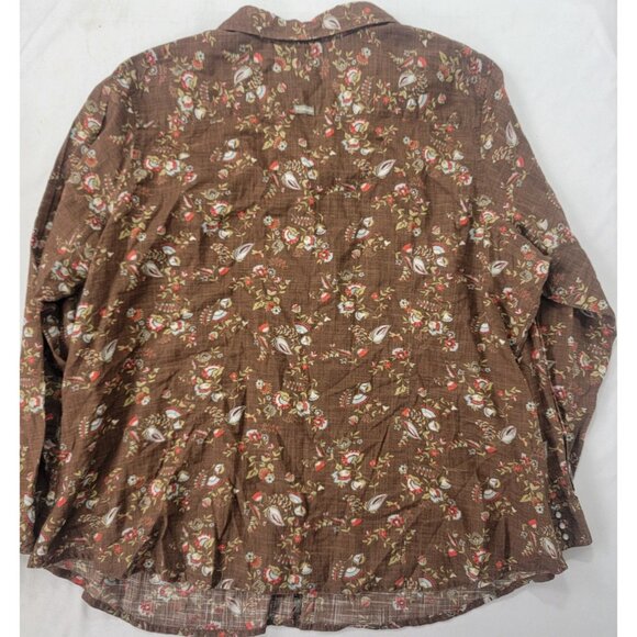Columbia Sportswear Women's Brown Floral Print Long Sleeve Shirt Size 2X Snaps - Picture 4 of 7